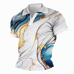 Geometrisch Lijnen / golven Sportkleding Zakelijk informeel Voor heren POLO Shirt Korte mouw Formeel Werk Straat Lente zomer 3D Afdrukken Strijkijzer Wit Micro-elastisch Polyester Lightinthebox