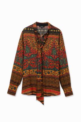 Etnische blouse met lint - RED - L