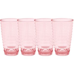 Set van 10x stuks onbreekbare kunststof camping drinkglazen rood 400 ml