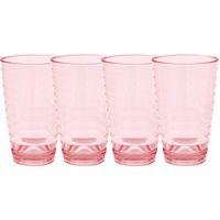 Set van 10x stuks onbreekbare kunststof camping drinkglazen rood 400 ml