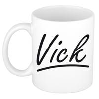 Vick Naam koffiemok - beker - met sierlijke letters - wit - 300 ml - Cadeau - Heren