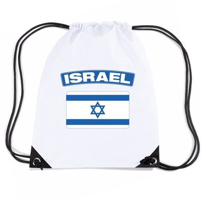 Israel nylon rugzak wit met Israelische vlag