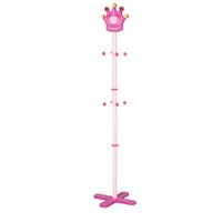 HOMCOM kinderkapstok met prinsessen motief kapstok met 8 haken, kinderkamer staande kapstok met kruisvoet, massief hout, 35 x 35 x 142 cm