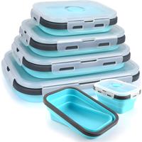 HI NATURE™ Vershoudbakjes set 4 stuks - Bewaarbakjes opvouwbaar - Lunchbox set - BPA Vrij Siliconen Voedselcontainer - thumbnail