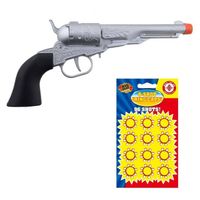 Verkleed speelgoed revolver/pistool metaal 8 schots met plaffertjes - Verkleedattributen - thumbnail