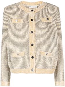 Tory Burch cardigan en maille métallisée à rayures - Tons neutres