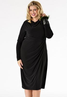 Yoek Jurk drape | Zwart | Maat XL