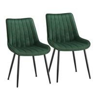 Fluwelen eetkamerstoelen met gebogen rugleuning, Groen + Zwart