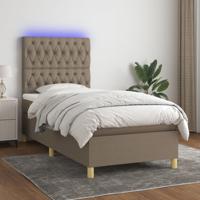 Boxspring met matras en LED stof taupe 80x200 cm