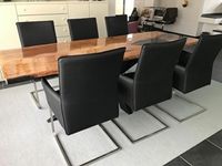 Set van 6 leren eetkamerstoelen met sledepoot - zwart leer - Echt leer, Industrieel, ontdek de vele Leersoorten en Kleuren bij ShopX