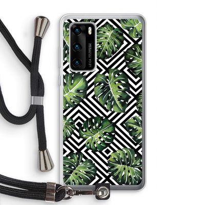 Geometrische jungle: Huawei P40 Transparant Hoesje met koord