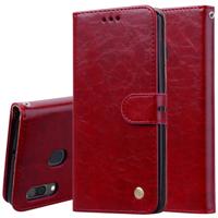 Business stijl olie Wax textuur horizontale Flip lederen case voor Galaxy A30 met houder & kaartsleuven & portemonnee (rood)