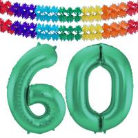 Folat Verjaardag Leeftijd folieballon - 60 jaar - groen - 86 cm - incl 2x slingers