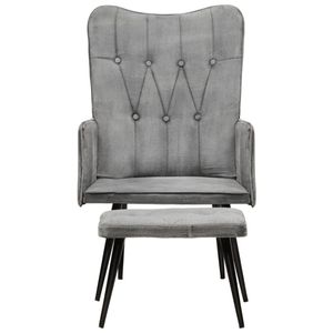 The Living Store Fauteuil s Gestoffeerd - 55 x 43 x 97 cm - Grijs Canvas