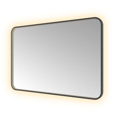 Spiegel Hotbath &MORE 80x120 cm LED-Verlichting Spiegelverwarming Rechthoek Afgerond Geborsteld Zwart PVD