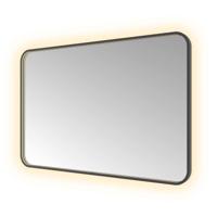 Spiegel Hotbath &MORE 80x120 cm LED-Verlichting Spiegelverwarming Rechthoek Afgerond Geborsteld Zwart PVD