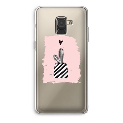 Zwart-wit cactus: Samsung Galaxy A8 (2018) Transparant Hoesje