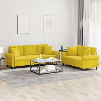 2-delige Loungeset met kussens fluweel geel