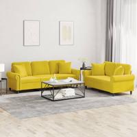 2-delige Loungeset met kussens fluweel geel