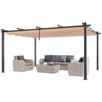 VEVOR 3,6 x 4,86 m intrekbare pergola met luifel, aluminium pergola met intrekbare luifel, moderne pergola met zonnescherm voor patio's, tuinen en terrassen (beige)