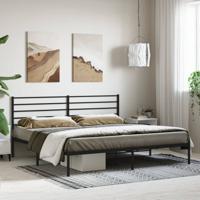 Bedframe met hoofdbord metaal zwart 180x200 cm