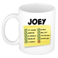 Naam mok Joey - wit - top gozer - keramiek - 300 ml - cadeau collega beker