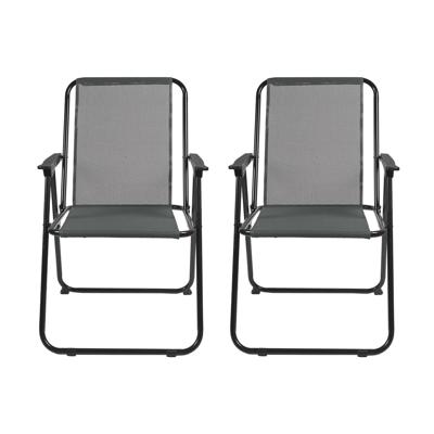 Home Deco Factory camping/strand stoel - 2x - aluminium - inklapbaar - grijs - L51 x B60 x H70 cm