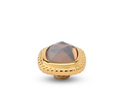 Melano Vivid Bali CZ Square Steentje Flanel Beige | Goud