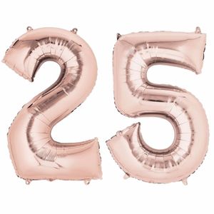 25 jaar versiering cijfer ballon rose goud