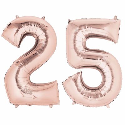 25 jaar versiering cijfer ballon rose goud