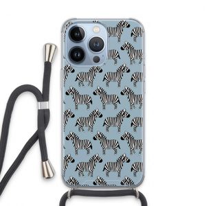 Zebra: iPhone 13 Pro Transparant Hoesje met koord