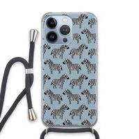 Zebra: iPhone 13 Pro Transparant Hoesje met koord