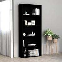 Boekenkast met 5 schappen 80x30x189 cm bewerkt hout zwart