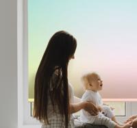 Rolgordijn babykamer Pastel regenboog in "kawaii" stijl Rolgordijn babykamer Pastel regenboog in "kawaii" stijl