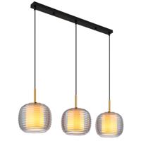 Globo Design hanglampLampigna zwart met amber glas 3-lichts - 16049-3H