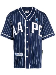 AAPE BY *A BATHING APE® chemise rayée en coton à patch logo - Bleu