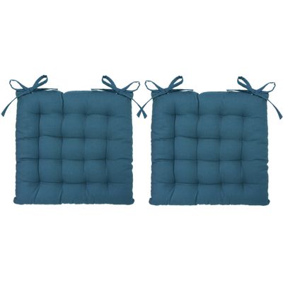 Atmosphera Stoelkussen - 4x - indigo blauw - katoen - 38 x 6 cm - zitkussen