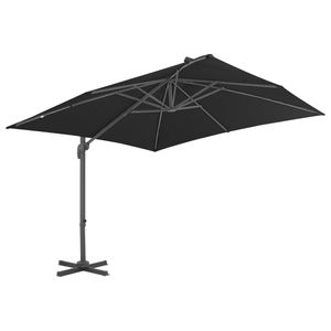 The Living Store Hangende Parasol - Antraciet - 300 x 300 x 258 cm - UV-beschermend - Polyester - Inclusief Kruisvoet -