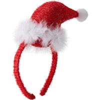 Kerst diadeem - mini kerstmuts - rood - polyester - kerst haarband - thumbnail