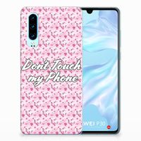 Huawei P30 Silicone-hoesje Flowers Pink DTMP - thumbnail