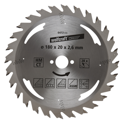 Wolfcraft Handcirkelzaagblad | HM | 28 Zähne | Ø180mm | 1 stuk - 6472000