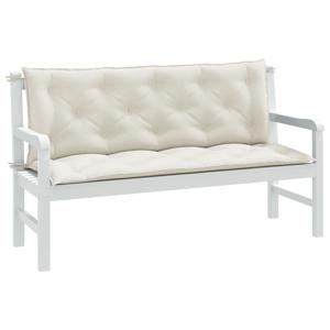 VidaXL Tuinbankkussens 2 st 150x50x7 cm stof gemêleerd crèmekleurig