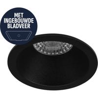 Spot Armatuur GU10 - Pragmi Grid - GU10 Inbouwspot met Bladveren - Rond - Verdiept Zwart - Aluminium - Ø82mm