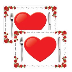 20x stuks Hartjes placemats I Love You 42 x 30 cm