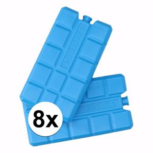 Koelelementen voor koeltas/koelbox - 8x stuks - 200 ml - blauw - kunststof - 15 x 8 x 2 cm