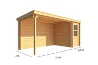 Blokhut met overkapping Els 500 cm bij 200 cm diep Lessenaarsdak - Warentuin collection