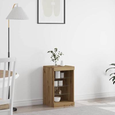 Dressoir artisanaal eikenkleurig 41 x 37 x 67 cm Bewerkt hout