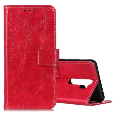 Voor OPPO A9 (2020) retro Crazy Horse textuur horizontale Flip lederen draagtas met houder & kaartsleuven & fotolijstjes & portemonnee (rood)
