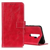 Voor OPPO A9 (2020) retro Crazy Horse textuur horizontale Flip lederen draagtas met houder & kaartsleuven & fotolijstjes & portemonnee (rood)