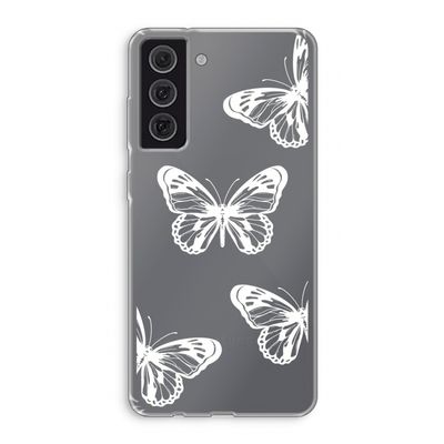 White butterfly: Samsung Galaxy S21 FE Transparant Hoesje